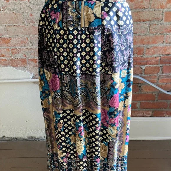 Koret Black Floral Vintage Skirt SIZE 14 - Picture 2 of 8